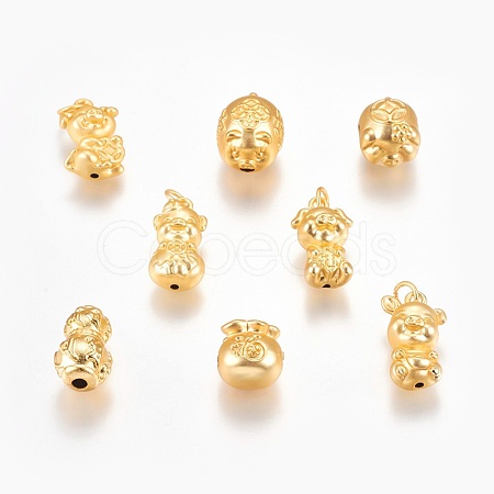 Matte Brass Beads and Pendants KK-P166-09G-M-1
