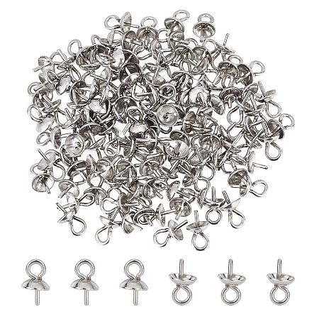 DICOSMETIC 120Pcs 304 Stainless Steel Cup Pearl Peg Bails Pin Pendants STAS-DC0004-01-1