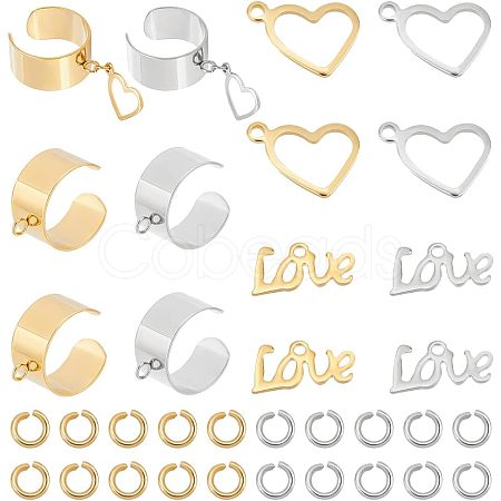 Unicraftale DIY Love Charm Cuff Ring Making Kit STAS-UN0039-60-1