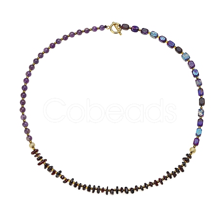 Natural Amethyst and Natural Garnet Beads Bracelets PW-WG72552-01-1