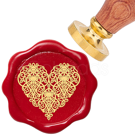 Brass Wax Seal Stamp with Rosewood Handle AJEW-WH0412-0001-1