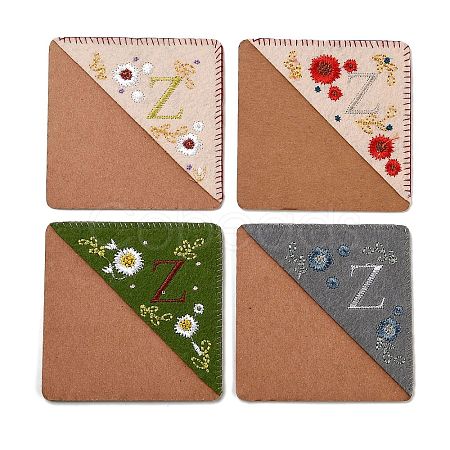 4Pcs Letter Personalized Hand Embroidered Corner Bookmarks JX587Z-1