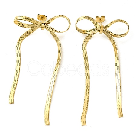 Bowknot 304 Stainless Steel Stud Earrings for Women EJEW-D104-04G-1