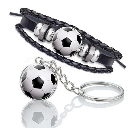 Glass Football Jewelry Set PW-WG56439-01-1