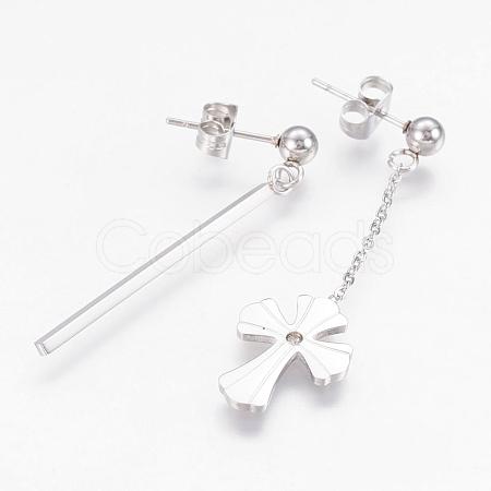 (Jewelry Parties Factory Sale)304 Stainless Steel Dangle Stud Earrings EJEW-G225-03P-1