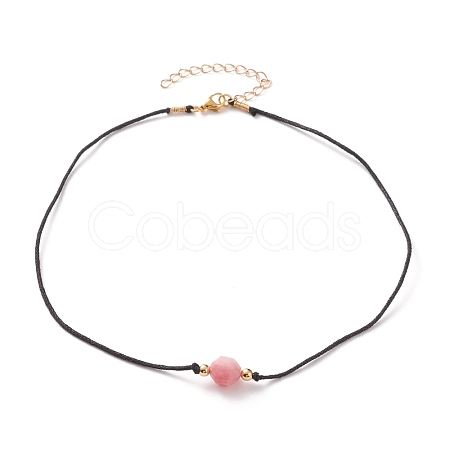 Faceted Natural Dyed Rhodochrosite Pendant Necklaces NJEW-JN03230-02-1