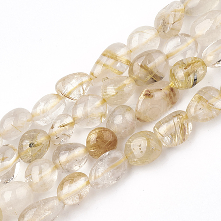 Natural Gold Rutilated Quartz Beads Strands G-T107-07-1