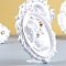 Resin Earring Jewelry Cameo Display Stand, with Plastic Holder, White, 13.8x10.6x1.5cm, Hole: 3mm