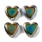 Two Tone Glass Beads, Temperature Sensing Color Changing Beads, Heart, Clear, 11.5x12x5.5mm, Hole: 1.2mm