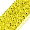 Transparent Glass Beads Strands, Faceted, Barrel, Yellow, 8x6mm, Hole: 1.2mm, about 64pcs/strand, 14.96''(38cm)