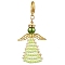 Angel Glass Seed Beads Pendants Decrotions, Alloy Lobster Clasp Charms Ornaments, Pale Green, 64mm