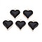 Alloy Enamel Pendants, Cadmium Free & Nickel Free & Lead Free, Light Gold, Heart, Black, 17x16x3mm, Hole: 1.6mm