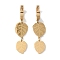 Leaf 304 Stainless Steel Dangle Earrings, Hoop Earrings for Women, Real 18K Gold Plated, 47x12mm