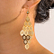 Elegant and Stylish Floral Tassel Earrings for Women, Real 18K Gold Plated, Rhombus