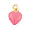 Rack Plating Brass Enamel Pendants, with Jump Ring, Cadmium Free & Lead Free, Long-Lasting Plated, Real 18K Gold Plated, Heart Charm, Hot Pink, 9.5x7.5x3.5mm, Hole: 3mm