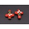 Handmade Cloisonne Beads, Filigree Cross, Red, 18x14mm, Hole: 1.5mm