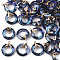 Electroplate Glass Pendants, with Light Gold Plated Brass Ice Pick Pinch Bails, Faceted, Ring with Fishtail, Dark Blue, 17x14x6mm, Hole: 1.2mm