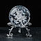 Inner Carving Bubble Glass Crystal Ball Diaplay Decoration, with Alloy Pedestal, Fengshui Home Decor, Clear, 60x80mm