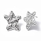 Non-Tarnish 304 Stainless Steel Textured Star Stud Earrings for Women, Stainless Steel Color, 21.5x19mm, Pin: 0.7mm