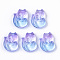 Two Tone Transparent Spray Painted Glass Pendants, Fox, Light Sky Blue, 18x14x7mm, Hole: 1mm