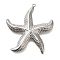 Anti-Tarnish 304 Stainless Steel Pendants, Starfish Charm, Stainless Steel Color, 33.5x31.5x2.8mm, Hole: 1.4mm