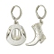 Alloy Hoop Earrings for Women, with Brass Earring Findings, Cowboy Boot & Cowboy Hat, Platinum, 36.5~40.5x15.5~18mm