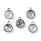 Natural Prehnite Pendants, with Platinum Tone Rack Plating Brass, Flat Round, 9.8x7.5x4.3mm, Hole: 1.2mm