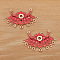 Alloy Enamel Chandelier Component Links, Flower, Red, 45x30mm, 30pcs/set