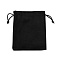 Velvet Jewelry Drawstring Storage Pouches, Rectangle, Black, 13.7x11.6x0.4cm