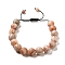 12.5mm Round Natural Netstone Braided Bead Bracelets for Women Men, Inner Diameter: 2~3-1/8 inch(4.95~8.05cm)