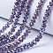 Electroplate Glass Beads Strands, AB Color Plated, Faceted, Rondelle, Indigo, 8x6mm, Hole: 1mm, about 64~65pcs/strand, 15.75~16.14 inch(40~41cm)