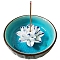 Flower Ceramics Incense Burners Holder, Aromatherapy Furnace Home Decor, Light Sky Blue, 105x30mm