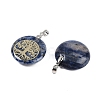 Natural Blue Spot Jasper Flat Round Pendants G-Q188-01P-12-2