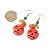 Pumpkin Synthetic Turquoise Dangle Earrings EJEW-TA00517-3