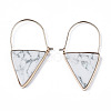 Synthetic Howlite Triangle Dangle Hoop Earrings G-S359-363J-2