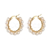Natural Pearl Beads Brass Hoop Earrings EJEW-JE04565-7
