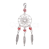 Woven Web/Net with Feather Alloy Pendant Decoration HJEW-JM00636-2
