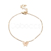 4Pcs 4 Style Alloy Chain Anklets Set with Heart Flat Round and Resin Pearl Charm SJEW-D009-04KCG-4
