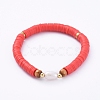 Handmade Polymer Clay Heishi Bead Stretch Bracelets BJEW-JB05095-2