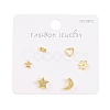 6 Pcs Brass Mirco Pave Clear Cubic Zirconia Ear Studs EJEW-S218-01G-06-1