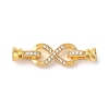 Rack Plating Brass Micro Pave Cubic Zirconia Fold Over Clasps KK-K377-12G-1