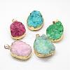 Electroplated Natural & Dyed Druzy Agate Pendants G-N0167-023B-1