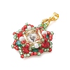 Christmas Glass Rhinestone & Seed Bead Pendants PALLOY-MZ00252-3