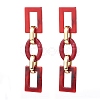 Acrylic & CCB Plastic Link Chain Dangle Stud Earrings EJEW-JE04470-2