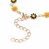 Golden Brass Flower Enamel Links Bracelets BJEW-JB05664-01-3