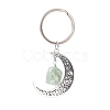 Alloy Hollow Moon Charm Keychains with Natural Gemstone Nuggets Charm KEYC-JKC00423-4