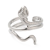 Non-Tarnish 304 Stainless Steel Snake Open Cuff Ring for Women RJEW-I098-01P-2