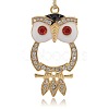 Shining Golden Plated Alloy Rhinestone Owl Big Pendants for Halloween Jewelry RB-J202-01G-1