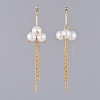 Eco-Friendly Glass Pearl Dangle Stud Earrings EJEW-JE03813-01-2