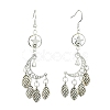 304 Stainless Steel & Tibetan Style Alloy Dangle Earrings EJEW-TA00471-1